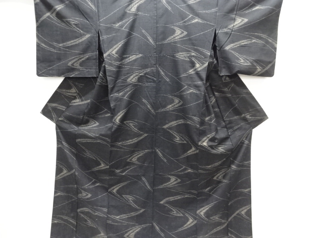 JAPANESE KIMONO / ANTIQUE HITOE TSUMUGI / WOVEN ABSTRACT PATTERN 